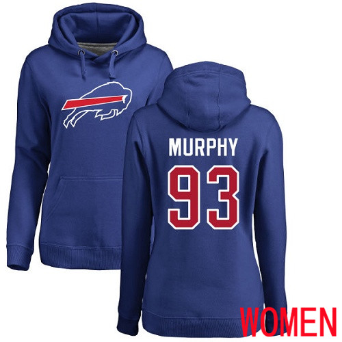 NFL Women Buffalo Bills 93 Trent Murphy Royal Blue Name and Number Logo Pullover Hoodie Sweatshirt